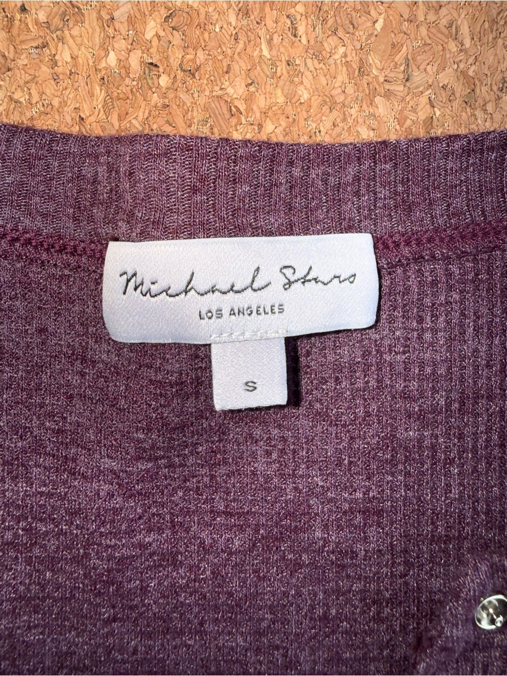 Michael Stars Plum Ribbed Crewneck Long Sleeve Top